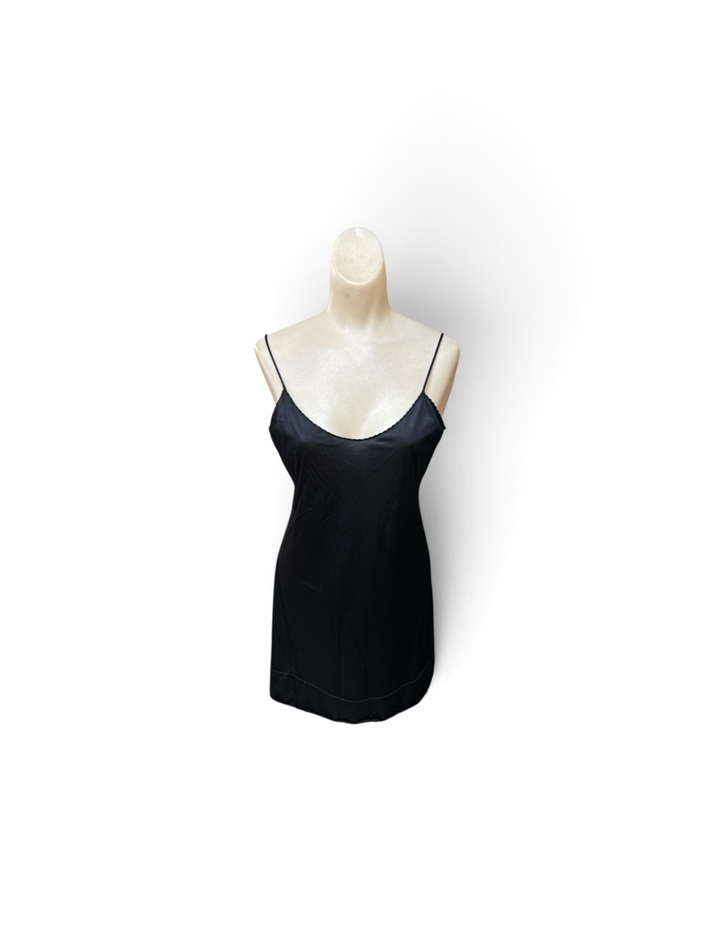 Vintage Vanity Fair Black Nylon Full Slip Dress Adjustable Straps Size 34 36